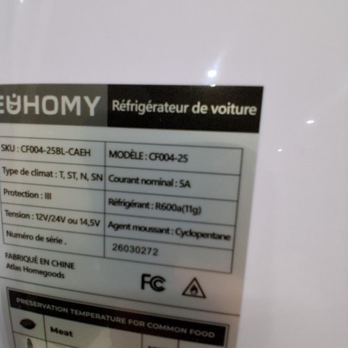 EUHOMY CAR REFRIGERATOR - 25l capacity - BLACK / WHITE (MODEL: CF004-25) image 8