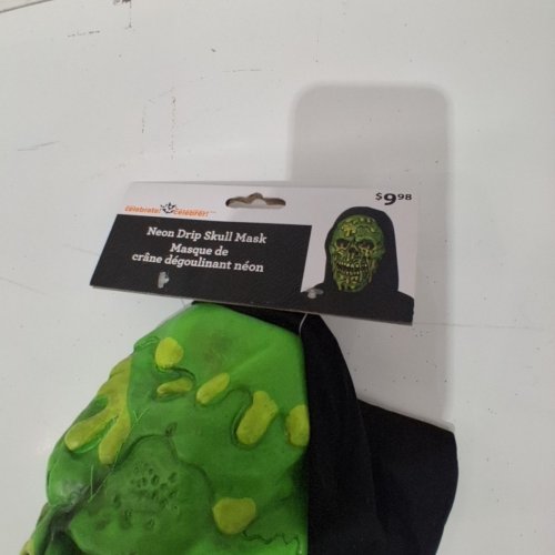 WAY TO CELEBRATE NEON DRIP SKULL MASK - OSFM - GREEN AND BLACK image 3
