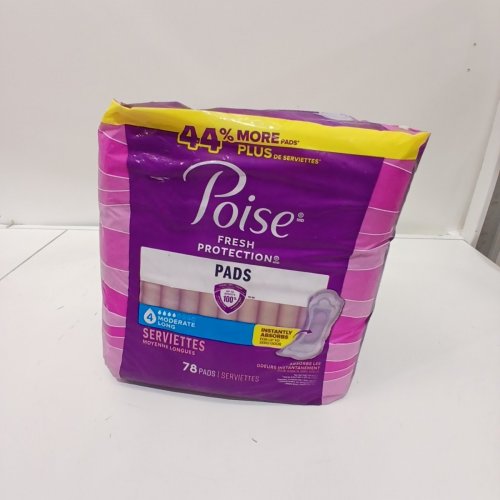 78PK POISE FRESH PROTECTION PADS - 4 MODERATE ABSORBENCY, LONG LENGTH - PURPLE image 2