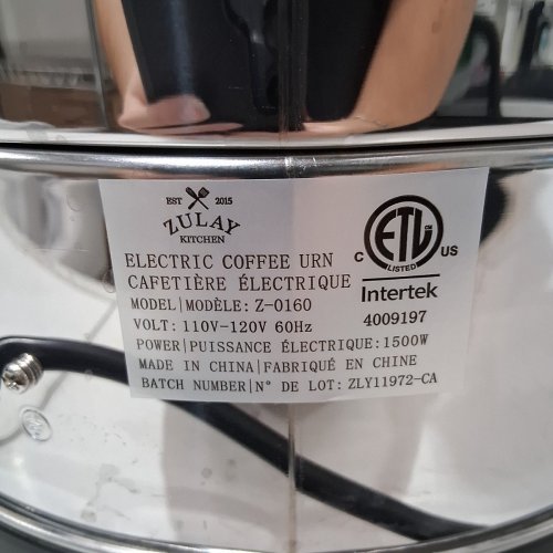 ZULAY KITCHEN COMMERCIAL COFFEE URN & HOT BEVERAGE DISPENSER - HOLDS 100 CUPS OF COFFEE - STAINLESS STEEL/BLACK (MODEL: Z-0160) image 7