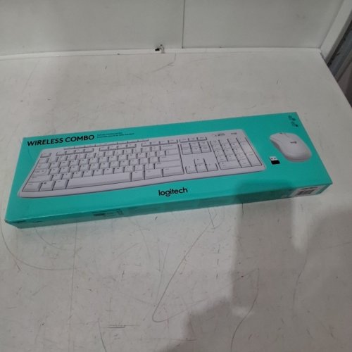 2PC LOGITECH FULL-SIZE WIRELESS COMBO - ADJUSTABLE HEIGHT KEYBOARD WITH WIRELESS MOUSE - OFF WHITE - (MODEL: 920-013290) image 2