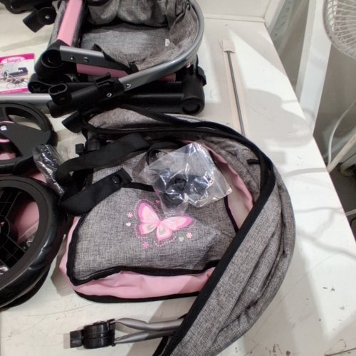 XEO ADJUSTABLE REVERSIBLE HANDLE BABY STROLLER WITH BAG FOR DOLLS - GREY/PINK (MODEL: 17033AA) image 4