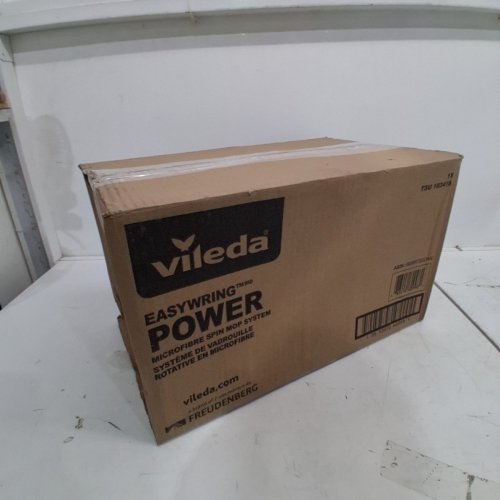 VILEDA EASY WRING POWER SPIN MOP AND BUCKED WITH 2 WASHABLE MOP HEADS- GREY/RED/WHITE image 4