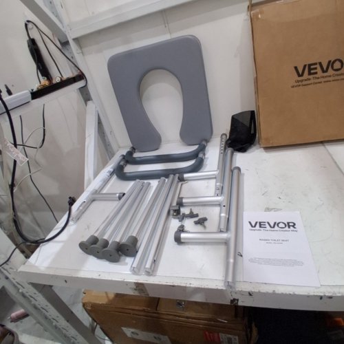 VEVOR UNIVERSAL RAISED TOILET SEAT WITH 7-POSITION HEIGHT ADJUSTMENT AND COMFORT PADDED ALUMINUM FRAME - 19.3" - 25.2" - 350LBS WEIGHT CAPACITY - GREY (MODEL: FBL760598) image 2