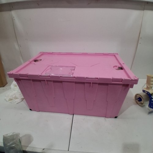 FEDEX DISTRIBUTION CONTAINER TOTE WITH HINGED LID AND LOCKS - PINK image 6