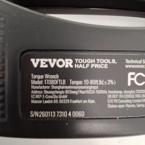 VEVOR TORQUE WRENCH, 3/8-INCH DRIVE CLICK TORQUE WRENCH 10-80FT.LB/14-110N.M, DUAL-DIRECTION ADJUSTABLE TORQUE WRENCH SET - (MODEL: 17080FTLB) image 2