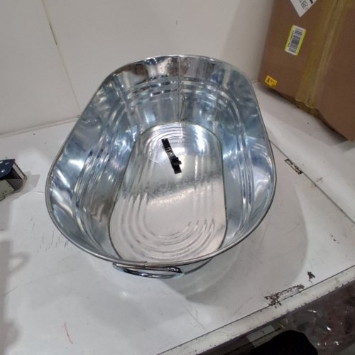 GALVANIZED OVAL BEVERAGE TUB ICE BUCKET AND BOTTLE OPENER -23" -SILVER image 2