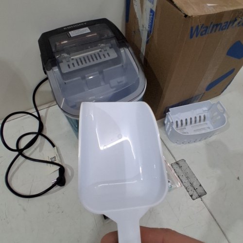 EUHOMY COUNTERTOP ICE MAKER WITH CARRY HANDLE, BASKET & SCOOP - MAKES 26LB PER DAY - GREY(MODEL: IM008-BSI-USEH) image 5