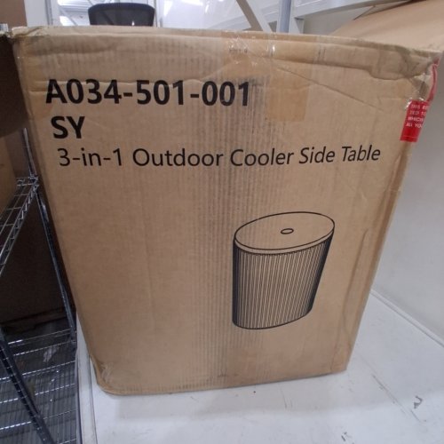 GYMAX 3-IN-1 OUTDOOR COOLER SIDE TABLE - 14.5" X 14.5" X 16.5" - 6.2 GAL CAP - 165LBS CAP - BEIGE (ITEM: A034-501-001) image 6