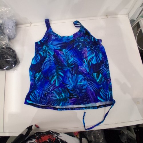WOMEN'S PIMEI TROPICAL PRINT SWIM TANK TOP - 20 - BLUE AND PURPLE (STYLE: 238) image 2