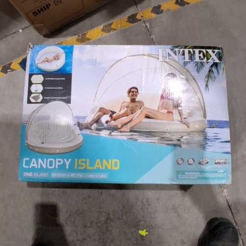 INTEX INFLATABLE CANOPY ISLAND FLOAT LOUNGE - 78.5" X 59" - WHITE image 5