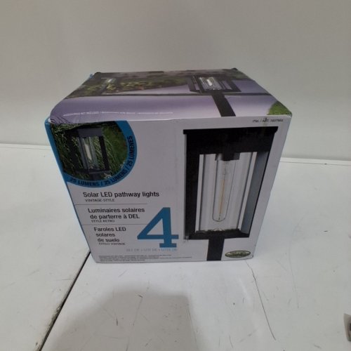 4PK GTX NATURALLY SOLAR POWERED 25LM PATHWAY LIGHTS - 4"X4"X23"- BLACK (MODEL: 1937955) image 2