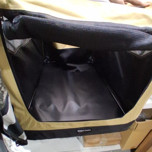 AMAZON BASICS PORTABLE FOLDING SOFT DOG TRAVEL CRATE - 36" X 24" X 24" - BEIGE image 3