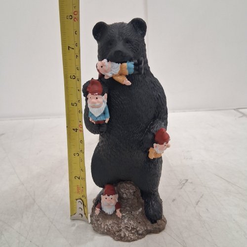 GNOMES IN TROUBLE WITH BEAR STATUE -10" - BLACK image 3