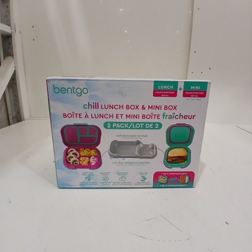 2PK BENTGO CHILL LUNCH BOX AND MINI BOX CONTAINERS WITH ICE PACKS - GREEN/PINK (MODEL: 1997883) image 3