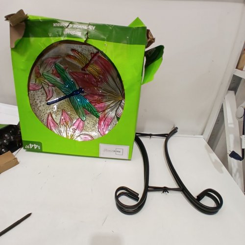 MAINSTAYS GREEN DRAGONFLY BIRD BATH - MULTICOLOR image 3