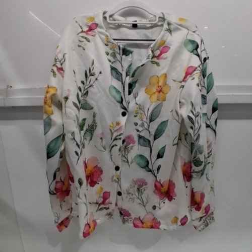 WOMEN'S FLORAL BLOUSE - LARGE - WHITE FLORAL image 2