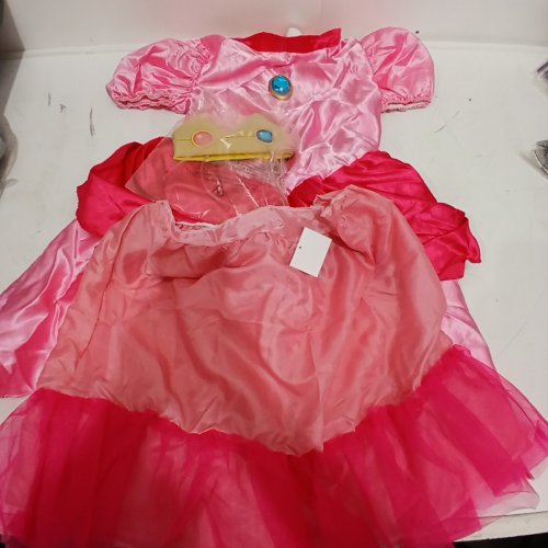 2PC GIRL'S DISGUISE PRINCESS PEACH COSTUME - LARGE (10/12) - PINK image 2