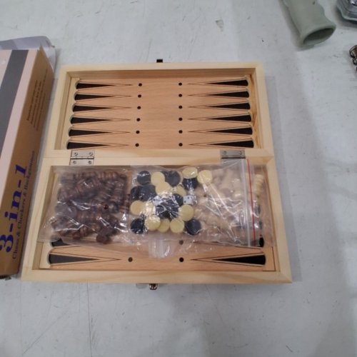 10" FOLDING WOODEN CHESS SET WITH STORAGE BOX 3 IN 1 image 2