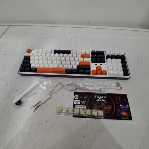 REDRAGON WYVERN PRO WIRED/WIRELESS MECHANICAL KEYBOARD WITH RGB BACKLIGHT, 3-LAYER NOISE DAMPENING, ROUND PBT KEYCAPS, AND CUSTOM LINEAR SWITCH - 2.4G AND BLUETOOTH MODES - WHITE/ORANGE (MODEL: K689) image 4