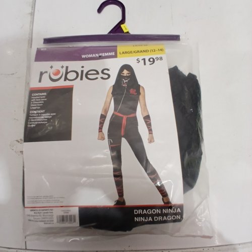 RUBIES HALLOWEEN DRAGON NINJA COSTUME - LARGE (12-14) - BLACK / RED (MODEL: 1000480) image 2