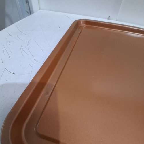 2PC CRISPER TRAY XL NON-STICK TITAMIUM COPPER BASKET WITH TRAY - 10"X13'- BRONZE image 4