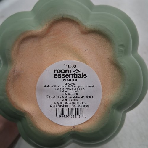 3 ROOM ESSENTIALS SCALLOPED CERAMIC PLANTER - 5" - GREEN image 2