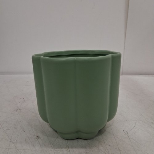 3 ROOM ESSENTIALS SCALLOPED CERAMIC PLANTER - 5" - GREEN image 3