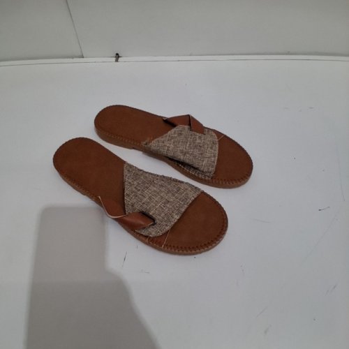 WOMEN'S FISH MOUTH WOVEN STRAP SANDALS - 9.5 - BROWN image 2