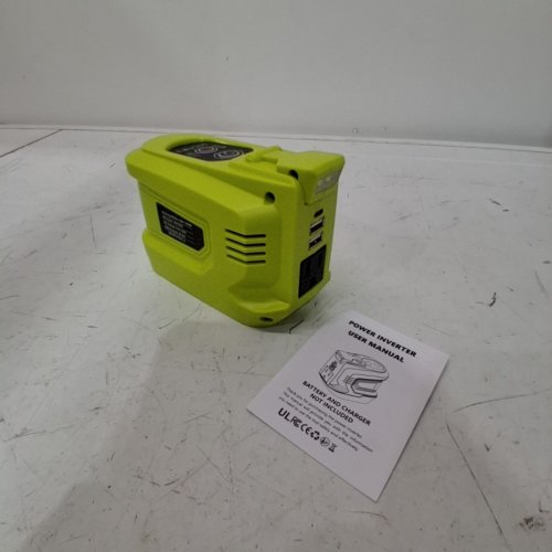 LIVOWALNY POWER INVERTER WITH AC OUTLET, USB PORTS - FOR RYOBI 18V BATTERY - 200W - TOOL ONLY - GREEN image 2