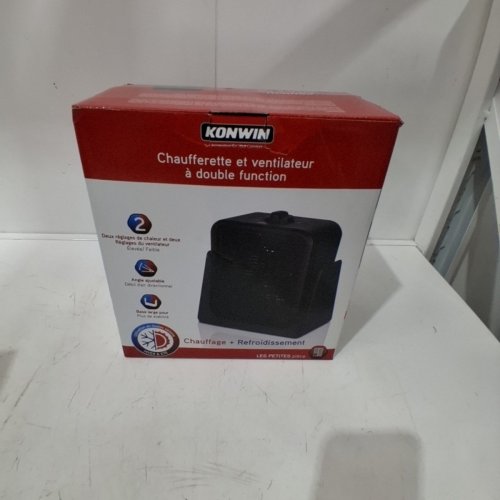 KONWIN DUAL FUNCTION HEATER AND FAN WITH TWO HEAT AND FAN SETTINGS - ADJUSTABLE ANGLE - LARGE BASE - 9.5" TALL - BLACK - (MODEL: SFH-181T). image 4