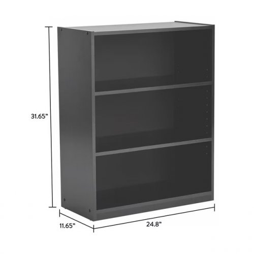 MAINSTAYS 3 SHELF BOOKSHELF WITH ADJUSTABLE HEIGHS - 11.6" X 24.8" X 31.7" - TRUE BLACK OAK (MODEL:MS89-010-092-40) image 2