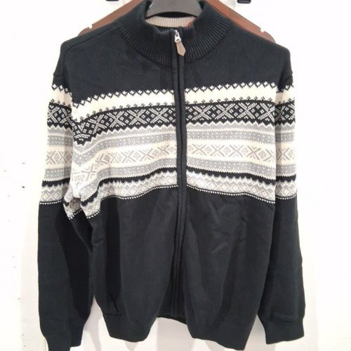 MEN'S CHAPS HOLIDAY ZIP-FRONT SWEATER - EXTRA LARGE - BLACK/WHITE/GREY image 2