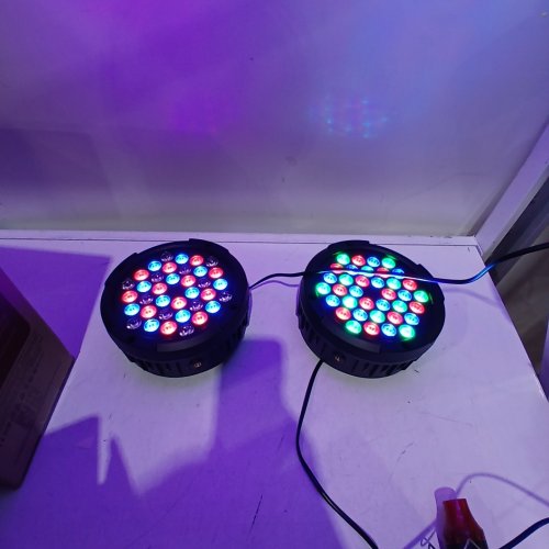 2PK RGB STAGE PAR LIGHTS CAN LIGHTS CORDED ELECTRIC SOUND ACTIVATED WITH REMOTE WIRED DMX CONTROL - BLACK (MODEL: OK-112-36RN2-4) image 2