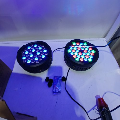 2PK RGB STAGE PAR LIGHTS CAN LIGHTS CORDED ELECTRIC SOUND ACTIVATED WITH REMOTE WIRED DMX CONTROL - BLACK (MODEL: OK-112-36RN2-4) image 3