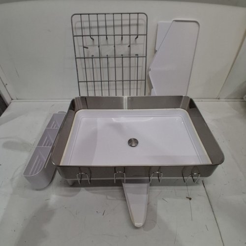 SIMPLEHUMAN STEEL FRAME KITCHEN DISH DRYING RACK WITH SWIVEL SPOUT - WHITE (MODEL: KT1190) image 2