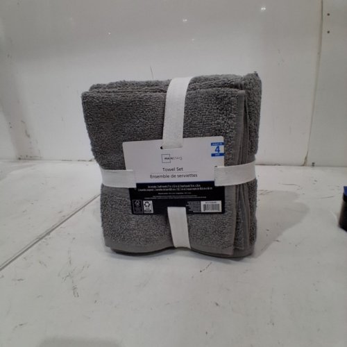 4PK MAINSTAYS TOWEL SET - 2 HAND TOWEL AND 2 BATH TOWELS - CHARCOAL (MODEL:50730874) image 3