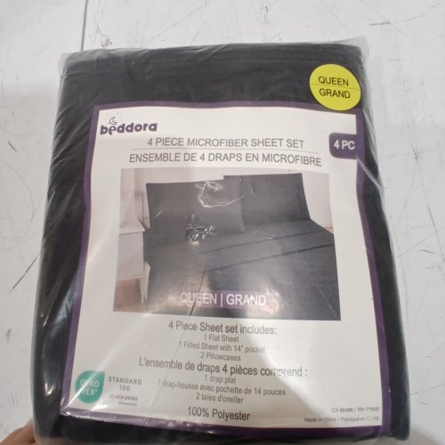 4PC BEDDORA MICROFIBER SHEET SET - QUEEN - BLACK image 4