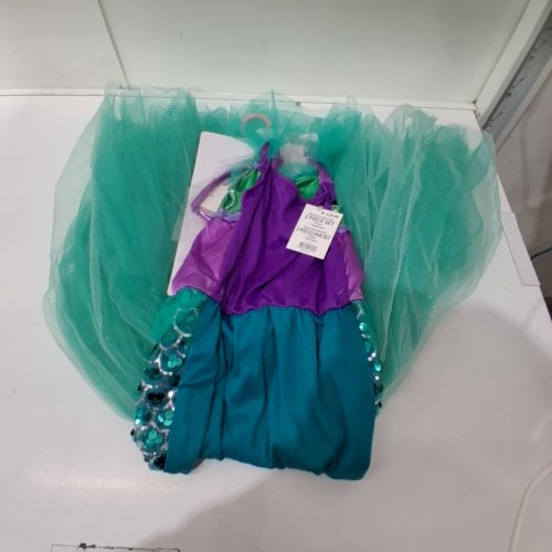 2PC GIRLS PALAMON MYSTERIOUS MERMAID COSTUME - MEDIUM (8/10) - TEAL/PURPLE image 2