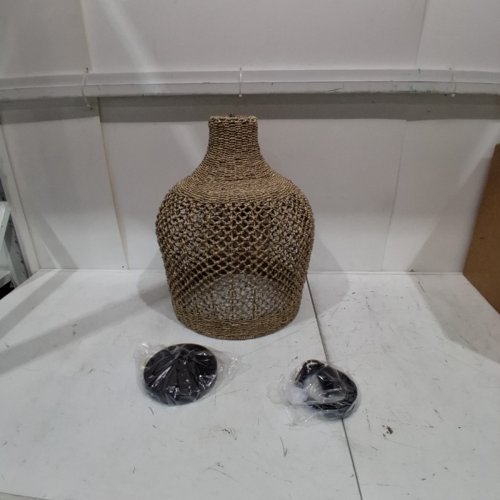 ARTURESTHOME HANDWOVEN PENDANT LIGHT RATTAN CHANDELIER BOHO COASTAL PENDANT LIGHT - 19" X 15" - BROWN image 4