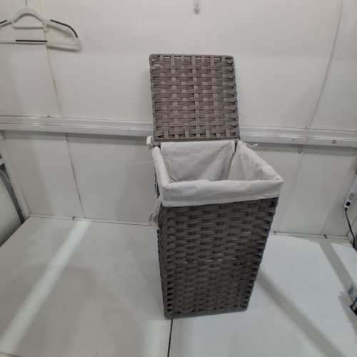 SQUARE WICKER LAUNDRY BASKET - 23" X 13" X 13" - GREY image 3