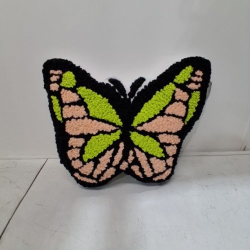 ZADORA BUTTERFLY DECORATIVE PILLOW - BLACK, PINK, AND GREEN (MODEL: F314301) image 2