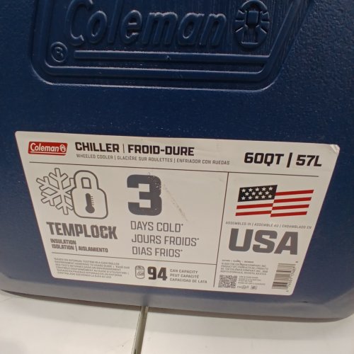 COLEMAN CHILLER COOLER WITH WHEELS - 60QT/57L - DARK BLUE/BLACK (MODEL: 2231508) image 3