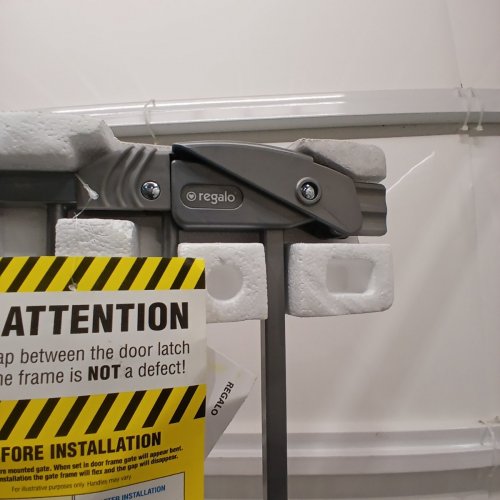 REGALO EASY STEP EXTRA TALL WALK THRU SAFETY GATE - 29" - 36.5" X 36" - PLATINUM GREY (MODEL: 1166 P DS) image 3