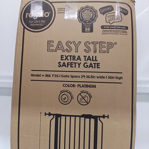 REGALO EASY STEP EXTRA TALL WALK THRU SAFETY GATE - 29" - 36.5" X 36" - PLATINUM GREY (MODEL: 1166 P DS) image 4