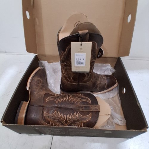MEN'S ARIAT POINT RYDER WESTERN SQUARE TOE BOOTS - SIZE 9D MEDIUM - DRY CREEK TAN/BURNT BROWN (STYLE: 10042471) image 2