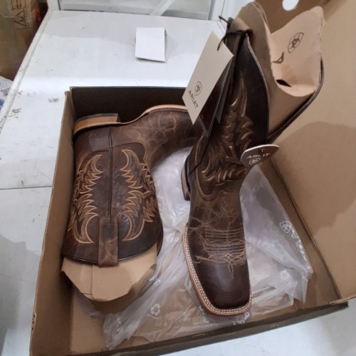 MEN'S ARIAT POINT RYDER WESTERN SQUARE TOE BOOTS - SIZE 9D MEDIUM - DRY CREEK TAN/BURNT BROWN (STYLE: 10042471) image 3