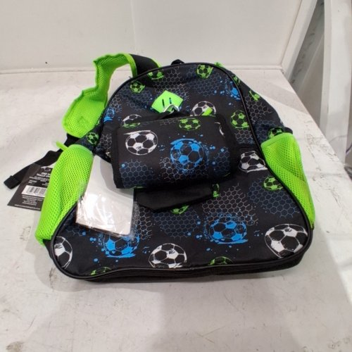 5PC SOCCER BACKPACK BACK TO SCHOOL SET - BLACK/GREEN (STYLE: SYVBP689WMC) image 3