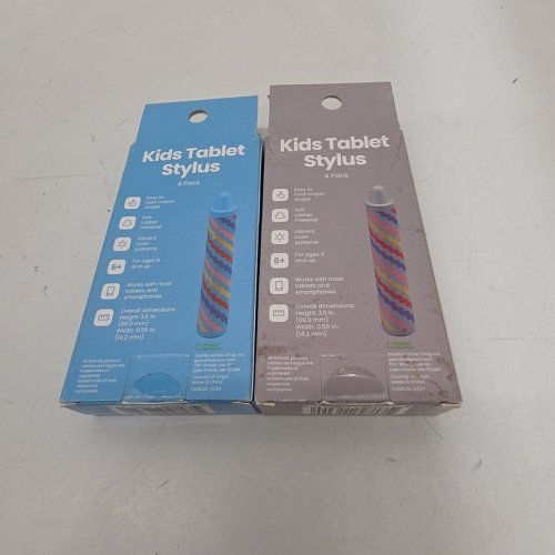 2 (4PK) KIDS ASSORTED GEMS CRAYON STYLE TABLET STYLUS - BLUE/GREY image 3