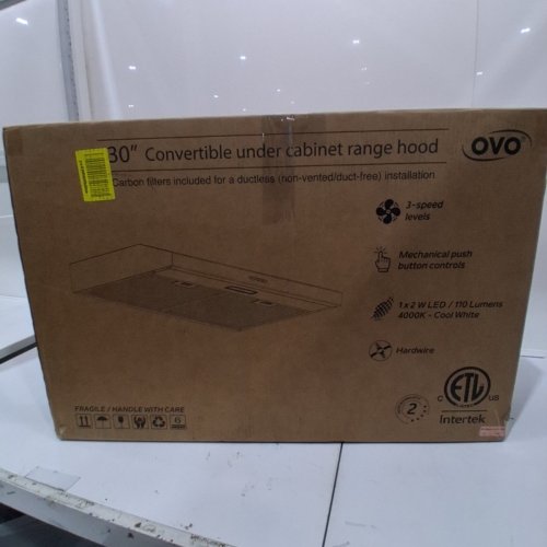 OVO STAINLESS STEEL UNDER CABINET RANGE HOOD VENT WITH 3 SPEED EXHAUST FAN AND LED LIGHT - 30" - SILVER (MODEL: 05-CDHF00-0002) image 6